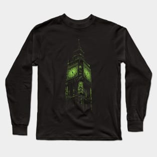 Minimalist Lime Green London Big Ben Long Sleeve T-Shirt